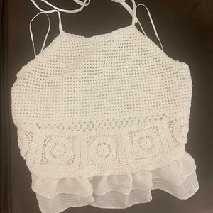 Boho Milk & Honey white crochet halter top size Xs nwot festival Coachella
